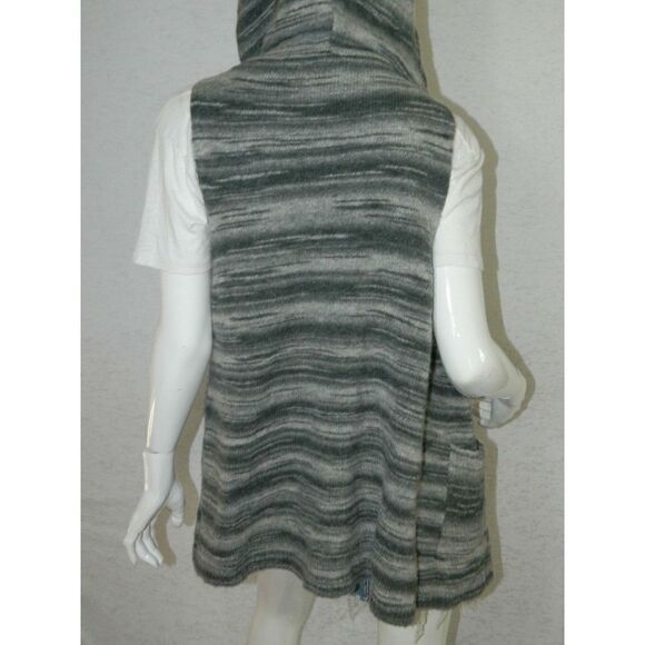 Joie  Cardigan Sweater Sleeveless Pocket Gray Open Front Hooded Size Medium - Picture 2 of 7